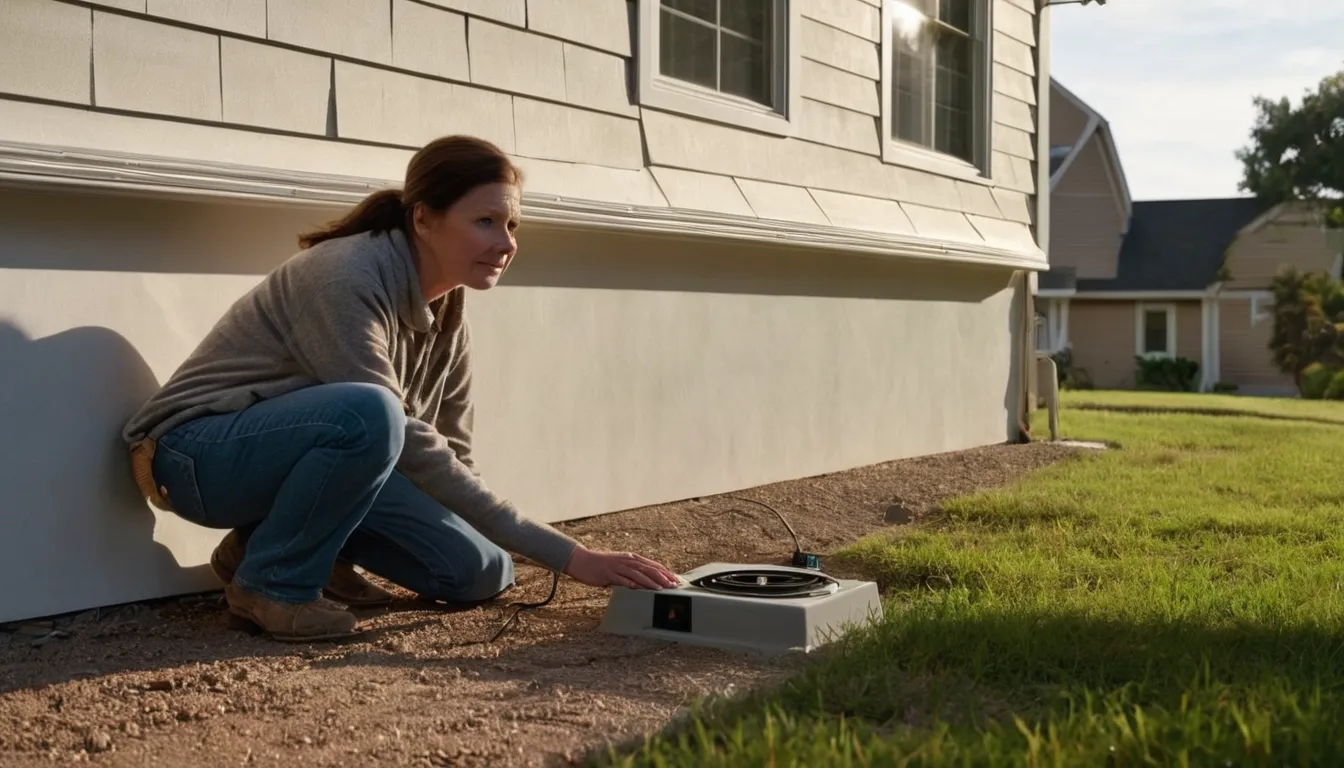 A provider checking an older home's foundation and siding near Frisco
