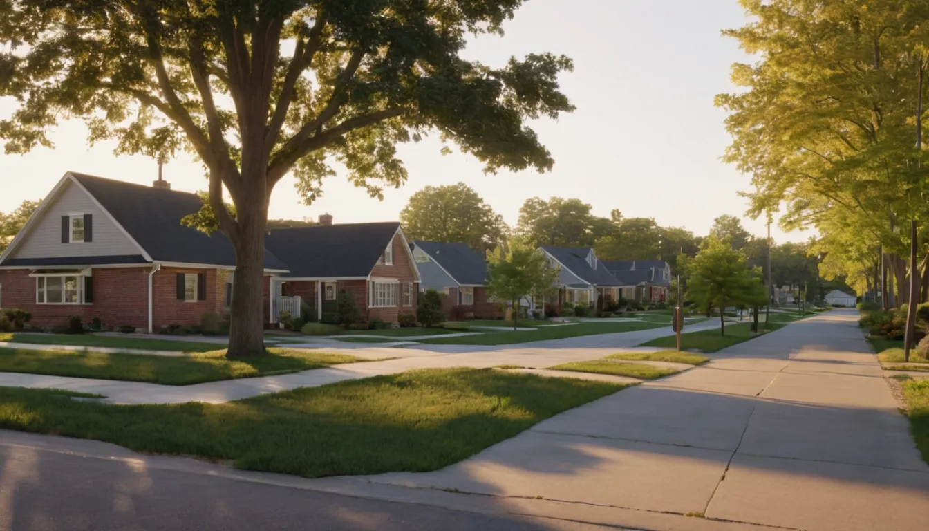 A quiet residential street in the Frisco area with older homes and mature trees